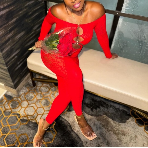 Large red spandex jumpsuit - Picture 8 of 10